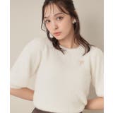 【着映え・5分袖・フェミニン】ラメフェザー半袖ニット | Couture brooch | 詳細画像4