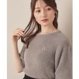 【着映え・5分袖・フェミニン】ラメフェザー半袖ニット | Couture brooch | 詳細画像32