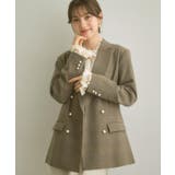 トープ(254) | 【高見え・きれいめ・通勤】レースカフス パール調釦テーラードジャケット | Couture brooch
