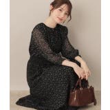 ブラック(119) | 【一枚で着映える・花柄・通勤】前後2WAYシフォン楊柳小花ワンピース | Couture brooch