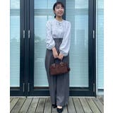 【帯電防止・通勤】ウエストリボン サスペンダー付きワイドパンツ | Couture brooch | 詳細画像12 