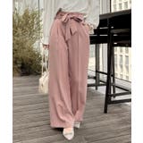 【帯電防止・通勤】ウエストリボン サスペンダー付きワイドパンツ | Couture brooch | 詳細画像30 