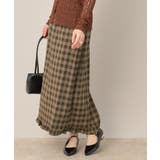 ブラウン(243) | チェック裾フリルスカート | Couture brooch