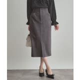 チャコールグレー(014) | 【洗える・ストレッチ・通勤】スエード調ダンボールIラインスカート | Couture brooch