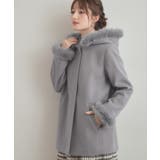グレー(012) | 【大人可愛い・フード取り外し可能】フードフェイクファー ハーフ丈コート | Couture brooch