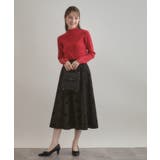 【美シルエット・通勤】フロッキーフラワープリントスカート | Couture brooch | 詳細画像1