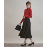 【美シルエット・通勤】フロッキーフラワープリントスカート | Couture brooch | 詳細画像2