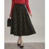 ブラック(119) | 【美シルエット・通勤】フロッキーフラワープリントスカート | Couture brooch