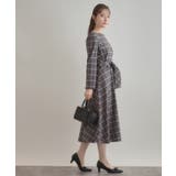 【大人可愛い・微起毛】先染めチェック柄フィット＆フレアワンピース | Couture brooch | 詳細画像2 