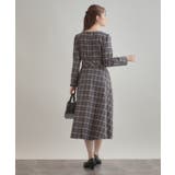 【大人可愛い・微起毛】先染めチェック柄フィット＆フレアワンピース | Couture brooch | 詳細画像3 