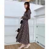 【大人可愛い・微起毛】先染めチェック柄フィット＆フレアワンピース | Couture brooch | 詳細画像23 
