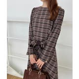 【大人可愛い・微起毛】先染めチェック柄フィット＆フレアワンピース | Couture brooch | 詳細画像25 