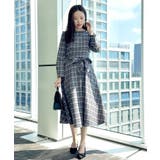 【大人可愛い・微起毛】先染めチェック柄フィット＆フレアワンピース | Couture brooch | 詳細画像10 