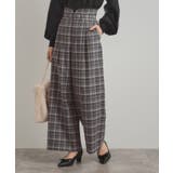 グレー(212) | 【大人可愛い】起毛先染めチェック柄 スカラウエスト ワイドパンツ | Couture brooch