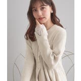 アイボリー(004) | 【袖口レース・着映え】短毛モールペプラム カーデ | Couture brooch