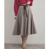 ブラウン(044) | 【通勤・大人上品】ラメツイード フレアスカート | Couture brooch