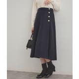 ネイビー(094) | 【通勤/金ボタン】フェイクウール ポンチスカート | Couture brooch