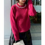 【きれいめ】パール調デザイン アラン柄ニット | Couture brooch | 詳細画像36