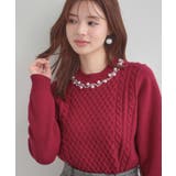 【きれいめ】パール調デザイン アラン柄ニット | Couture brooch | 詳細画像28