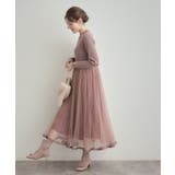 【S-LL/キラキラリブニット】チュールドッキング ワンピース | Couture brooch | 詳細画像30