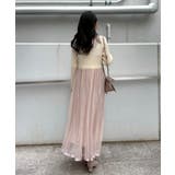 【S-LL/キラキラリブニット】チュールドッキング ワンピース | Couture brooch | 詳細画像16