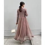 【S-LL/キラキラリブニット】チュールドッキング ワンピース | Couture brooch | 詳細画像41