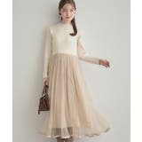 【S-LL/キラキラリブニット】チュールドッキング ワンピース | Couture brooch | 詳細画像6