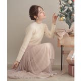 【S-LL/キラキラリブニット】チュールドッキング ワンピース | Couture brooch | 詳細画像12