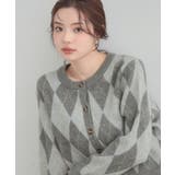 アーガイルニットカーディガン | Couture brooch | 詳細画像1