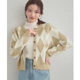 ベージュ(152) | アーガイルニットカーディガン | Couture brooch