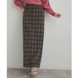 チャコールグレー(214) | シャギーチェックIラインスカート | Couture brooch