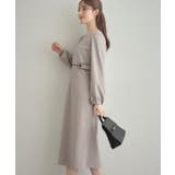 【通勤・起毛ポンチ】配色Aラインワンピース | Couture brooch | 詳細画像12 