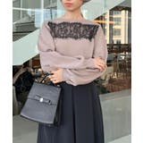 【洗える・通勤】レース ドッキング ニット | Couture brooch | 詳細画像20 