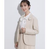 グレージュ(050) | 【セレモニーシーン/お仕事にも】ダブルクロスカラーレスジャケット | Couture brooch