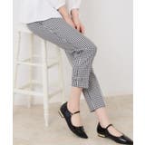 ブラック(819) | 【スッキリ見え・美脚・通勤】リボンポイントサテストパンツ | Couture brooch