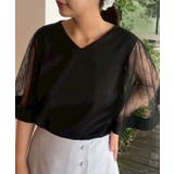 【マシンウォッシャブル・シアー・細見え】Vネック袖レースフレアブラウス | Couture brooch | 詳細画像21 