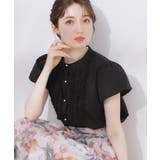 ブラック(019) | 【大人フェミニン・華奢見え・通勤】フロントフリルシャツ | Couture brooch