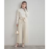 【洗える・通勤】ウエストリボン サスペンダー付きワイドパンツ | Couture brooch | 詳細画像1 