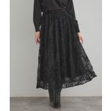 ブラック(419) | 【通勤】ラメ刺繍ブークレチュールスカート | Couture brooch
