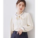 配色タックタイブラウス | Couture brooch | 詳細画像1