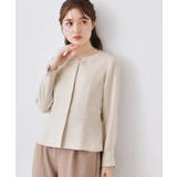 グレージュ(050) | リボンデザイン羽織りペプラムブラウス | Couture brooch