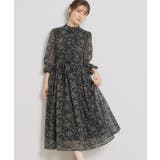 ブラック(119) | 【洗える・着映え】楊柳小花シャーリングワンピース | Couture brooch