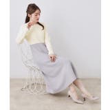 【ハレの日・通勤】スクエアネック バイカラー ニットワンピース | Couture brooch | 詳細画像1 