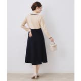 【ハレの日・通勤】スクエアネック バイカラー ニットワンピース | Couture brooch | 詳細画像18 