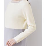 【ハレの日・通勤】スクエアネック バイカラー ニットワンピース | Couture brooch | 詳細画像40 