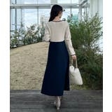 【ハレの日・通勤】スクエアネック バイカラー ニットワンピース | Couture brooch | 詳細画像31 