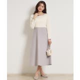 【ハレの日・通勤】スクエアネック バイカラー ニットワンピース | Couture brooch | 詳細画像10 