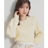 【洗える】リボンエンブロ細ケーブルニット | Couture brooch | 詳細画像15 