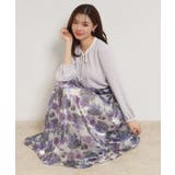 パープル(181) | 【洗える・通勤】Springオーガンフルールスカート | Couture brooch