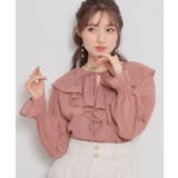 ピンク(072) | 【着映え・洗える】ラメカットドビーフリルブラウス | Couture brooch